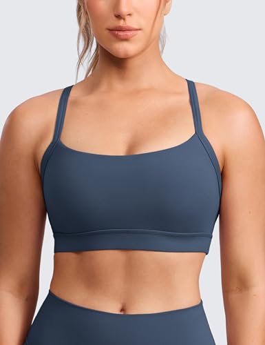 Image of CRZ YOGA Butterlift Cross Back Sports Bras | Medium Support, Removable Pads, Yoga, Buttery Soft, Scoop Neck, Cut-Out, Adjustable Thin Straps, for Women