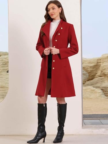 Image of Allegra K Pea Coats for Women Long Winter Stand Collar Belted Single Breasted Trench Coat 2025