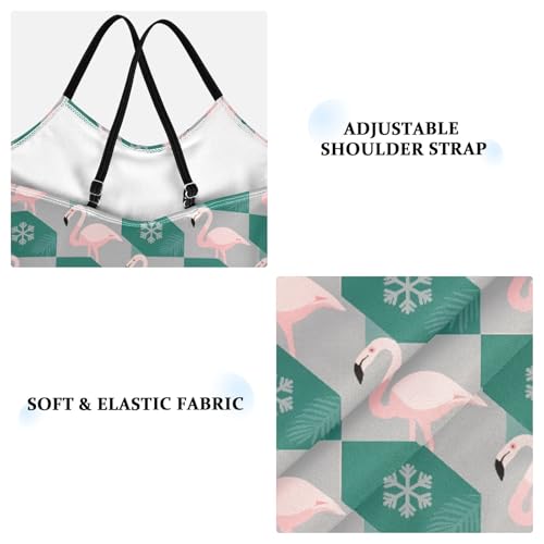 senya Girls Swimsuits One-Piece Swimwear Tie Bathing Suit Beach Summer Round Neck 5-6T Flamingo Snowflake Pattern3