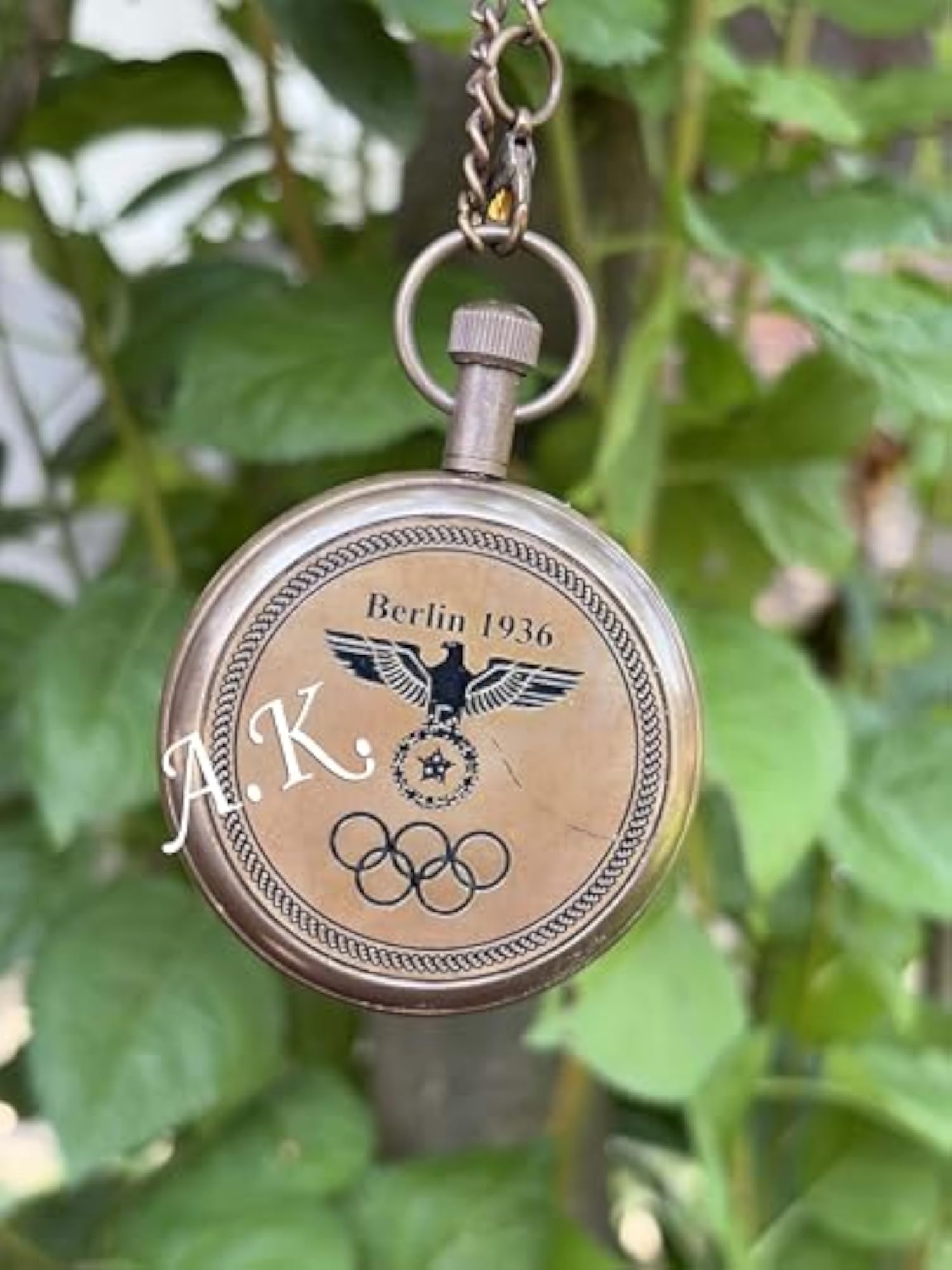 Antique Brass Pocket Watch with Leather Box