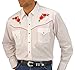 Price comparison product image ELY CATTLEMAN Men's Long Sleeve Western Shirt with Rose Embroidery Button, White, XL