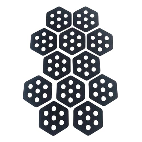 Vaveren 12Pcs Hexagon Surfboard Traction Pads Anti Slip Mat Premium Decking Accessories Deck Grips Deck Pads for Grip Surf Paddleboard, Black