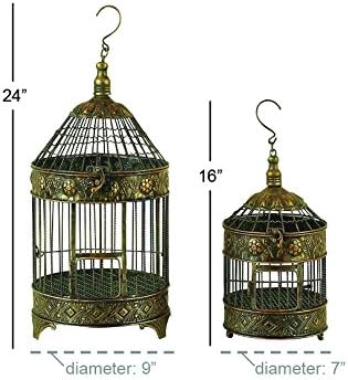 Deco 79 Metal Bird Cage, 24-Inch and 16-Inch, Set of 2