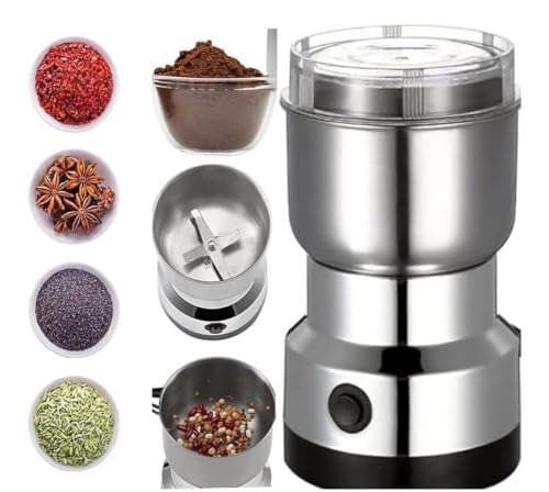 Image of Stainless Steel Mini Electric Grinder - Compact Coffee, Spice, Masala, Nut & Grain Crusher, Portable Premium Material Large Mixer Machine for Home Kitchen Use Unique (Pack of 1)