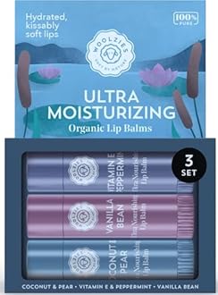 Lip Balm Set: All-Natural Shea Butter, Beeswax, Coconut Oil, Vitamin E Infused Lip Moisturizer Care (3 Pack, Ultra Moisturizing)