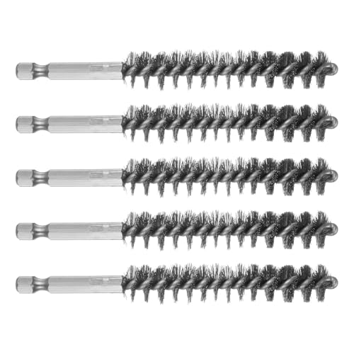 Image of TA-VIGOR 5Pcs Wire Bore Brush Set Stainless Steel 13mm Dia Tube Cleaning Brush with 1/4" Hex Shank for Drill, Wire Brush for Pipes Bearings Engine Parts Metal Cleaning Tool