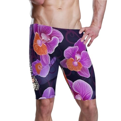 Purple Butterfly Flower Men's Swimsuit Swim Jammers L B0401603