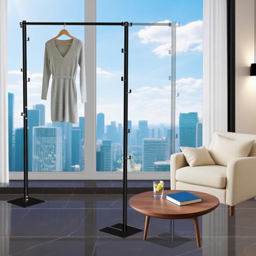 ママ倉 室内物干し 折り畳み 高さ調節可能 約W102~173×D25×H140~180cm 洗濯物干し 部屋干し ラック 布団干し 組み立て簡単 ブラック