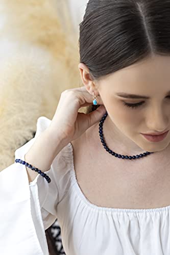 Sea of Ice Precious Gemstone 6mm Round Beads with Sterling Silver Stretchy Beaded Bracelet 7.5" Unisex3