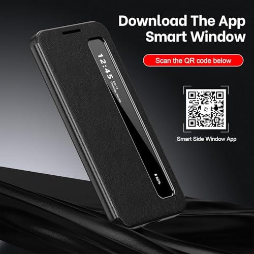 Image of Galaxy S23 5G Ultra Series Intelligent View Side Window Flip Case Compatible with Galaxy S23 Ultra Smart Window Display Case (Black, Samsung Galaxy S23 Ultra 5G)