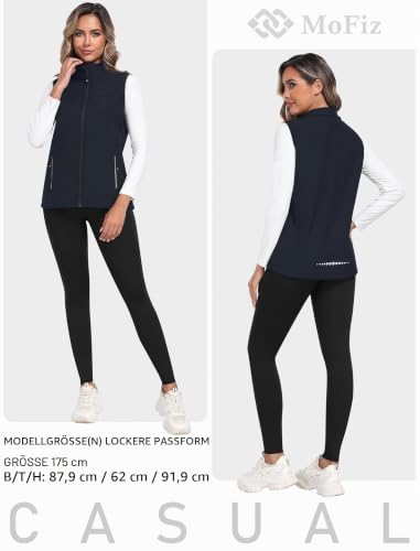MoFiz Softshellweste Damen Weste Outdoor Fleece Ärmellose Jacke Blau 3XL