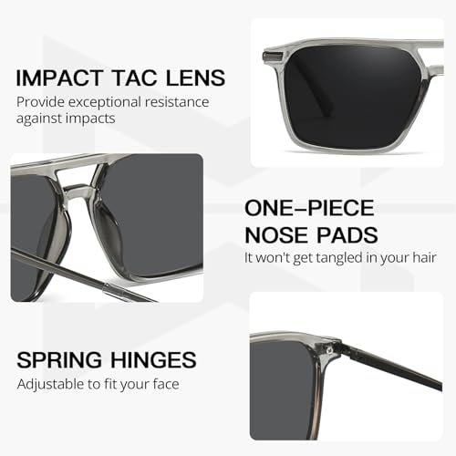 Myiaur Polarized Aviator Sunglasses for Men, Trendy Double Bridge Sun Glasses with UV400 Protection Fashion Shades3