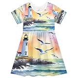 Vozoza Lighthouse Watercolor Ocean Summer Girl...