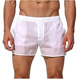 Men's See Through Beach Shorts Swim Trunks Elastic Mesh Swimming Boxer Briefs Lounge Pants Outdoor Sweatpants