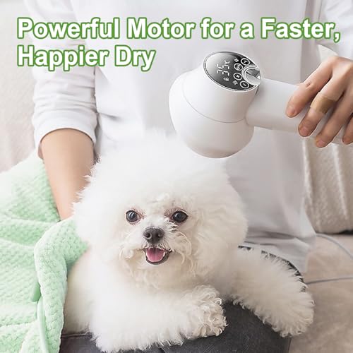 3-in-1 Dog Hair Dryer Brush - Adjustable Temp (35°C-60°C) & 4 Speeds, One-Touch Hair Collection for Safe Grooming of Small & Medium Dogs Cats - Thumbnail 7