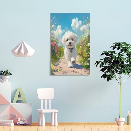 Maltese Chien Murale DécoRatononion Impression Toile Premium