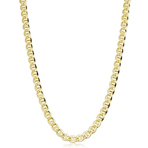 Solid 14k Yellow Gold Filled 6 mm Mariner Link Chain Necklace for Men and Women (18, 20, 22, 24 or 30 inch)