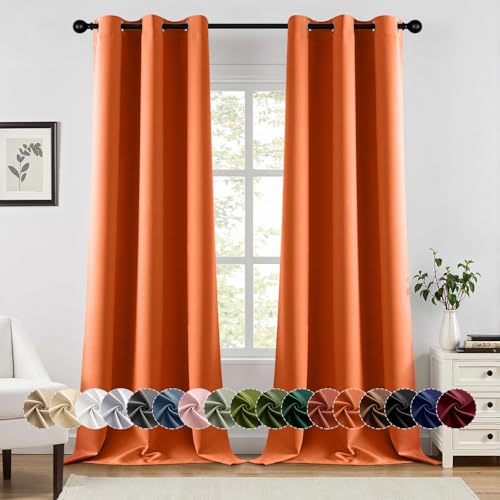 MIULEE Fall Blackout Curtains for Bedroom 2 Panels 40 x 96 Inch Long Orange