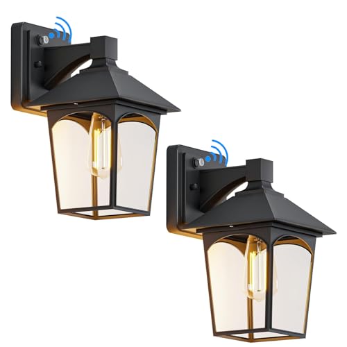 Dusk to Dawn Sensor Outdoor Wall Light Fixtures, 2-Pack Waterproof Outside Wall Lamp for Garage Doorway Entryway Patio Porch, House Exterior Wall Lantern Lighting, Outdoor Wall Lamp