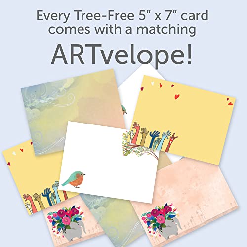 Tree-Free Greetings 8 Pack Card Assortment with Matching Envelopes, Eco Friendly, Made in USA, 100% Recycled Paper, 5 x 7 Inches, Strength and Support (GA54312)