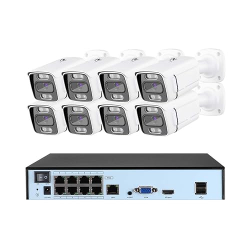 Sistemas de cámaras CCTV, De Cámara IP PoE De 8MP, 4K, Detección De Vehículos Humanoides, Videovigilancia De Seguridad CCTV De 4 Canales Y 8 Canales, Resistente Al Agua For Exteriores(None,8Cam 8NVR)
