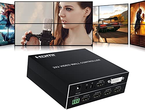 Image of Video Wall Controller Video Wall Processor Unit TV Accessories, 2X2 HDMI Video Image Processor Wall Splitter 1080P Screen Splicing 2X1 /3X1 /4X1 /1X2 /1X3 /1X4 /2X2, HDMI1.3 Input, 4 HDMI Output