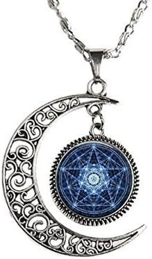 Moon Pentagram Pendant, Pagan Necklace, Paganism Jewelry, Protection Talisman, Witch Necklace, Nature Jewelry, Magic Rune Amulet