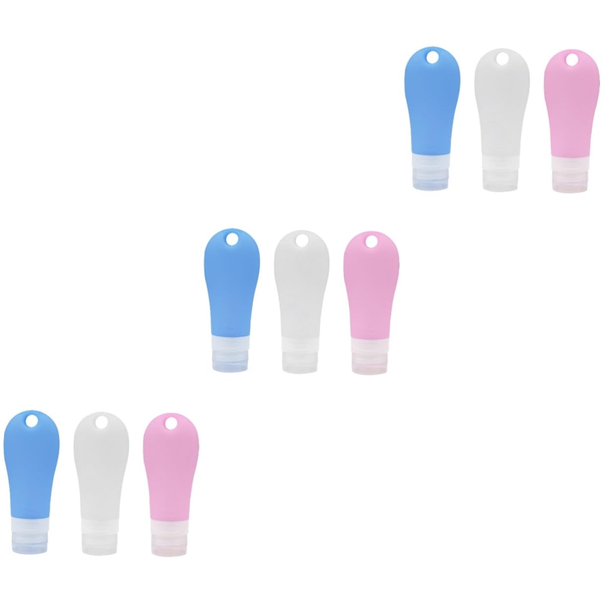 Didiseaon 9pezzi Flaconi Da Viaggio Silicone Da Contenitori Riutilizzabili Per Lozioni e Shampoo Impermeabili e Portatili Colori Blu Bianco e Rosa Per Viaggi e Attività All Aperto