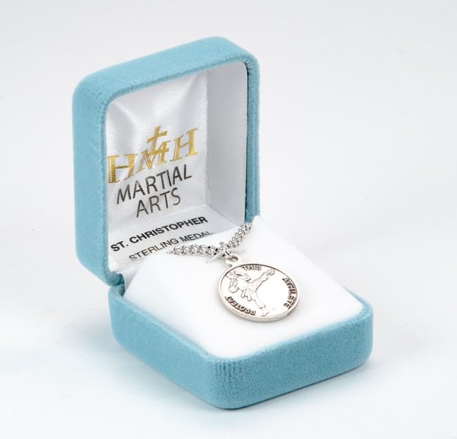 Tiley & Bells Saint Christopher Round Sterling Silver Martial Arts Male Athlete Medal2