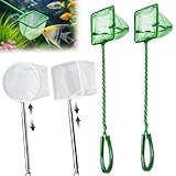 4 Stück Kescher Aquarium, Käscher, Kescher Teich, 25-40 Cm Aquarium-Fischkäfig Mit Metallgriff Mit Weichem Feinnetzfilter Für Aquarien, Kleine Schwimmbecken Und Pool-Reinigungsnetze, Ausziehbarer Stab