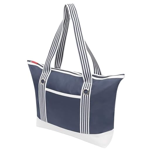 noTrash2003 Trendig strandväska/weekender/shopping/badväska-blå/vit marinblå i maritim stil, beige/blå, ca 49 x 34,5 x 9,5 cm