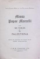 MISSA PAPAE MARCELLI FOR SIX VOICES B0010JTG82 Book Cover