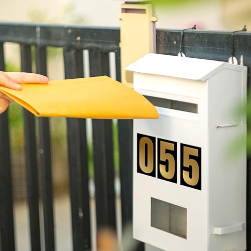 Image of Tenare 96 Pcs Vinyl Number Stickers 0-9 Reflective,4 Inch,Gold in Black | Waterproof Self Adhesive for Mailbox Address, Door Signs, Trash Cans, Trucks, Outdoor Home Business Use, Durable Vinyl