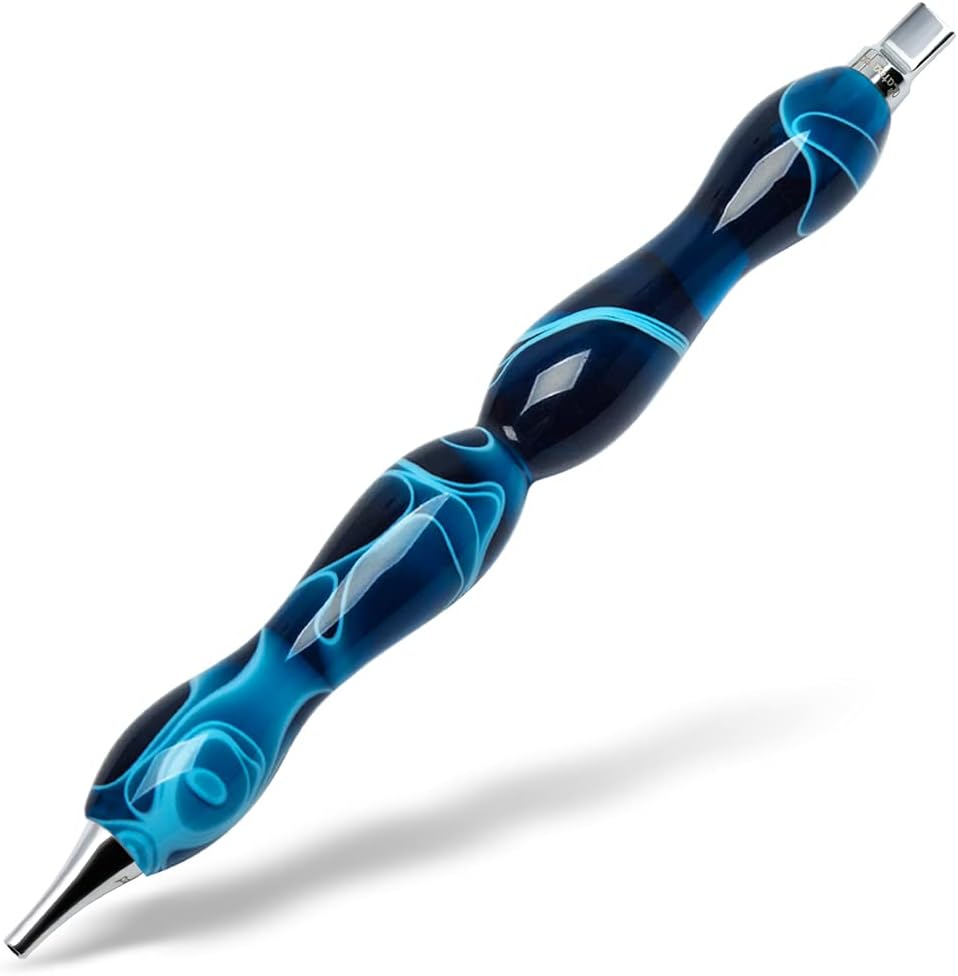 CATEARED Bedazzling Pen with Stainless Steel Tips, Resin Diamond Art Drill Pen with Metal Placers, Diamond Painting Acessories and Tools 5D DIY Kits(Dark Blue)