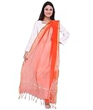 Couleur : orange Dupatta Bazaar Femme Uni Soie Dupatta - Orange - taille unique
