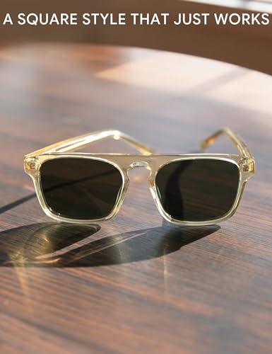 Image of BIRCEN Mens Acetate Polarized Sunglasses: Retro Square Sun Glasses UV400 Protection Anti-Glare Shades for Driving Travel