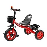 ● Diseño único humanizado: ¡estos triciclos y triciclos de diseño inteligente tienen muchas características que a sus niños les encantarán! Viene con una cesta delantera, ¡su hijo podrá llevar sus juguetes favoritos a lo largo del paseo! La divertida campana de cromo añade diversión al paseo. Hay un portavasos de agua detrás del triciclo para colocar la taza.