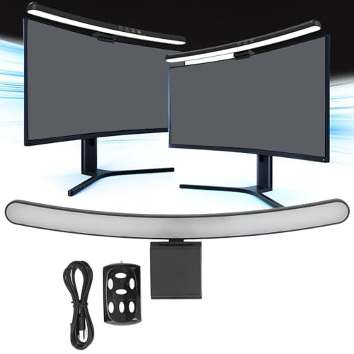Barra de Luz Curva para Monitor, Lâmpada de Tela LED Com Controle Remoto, Cor e Brilho Ajustáveis, B