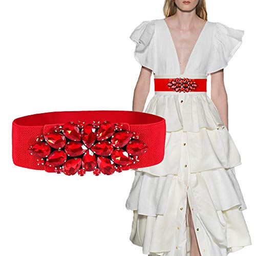 Women Big Rhinestone Belts Sparkly Crystal Belts Wide Stretchy Elastic Belt for Ladies Dresses4