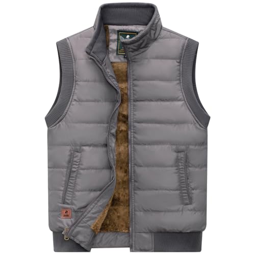 Image of Msmsse Men's Outerwear Vests Winter Quilted Padded Vest Gilet Stand Collar Warm Puffer Vest