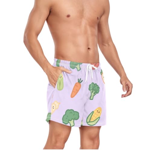 Bañador de secado rápido para hombre con dibujos de verduras moradas 5