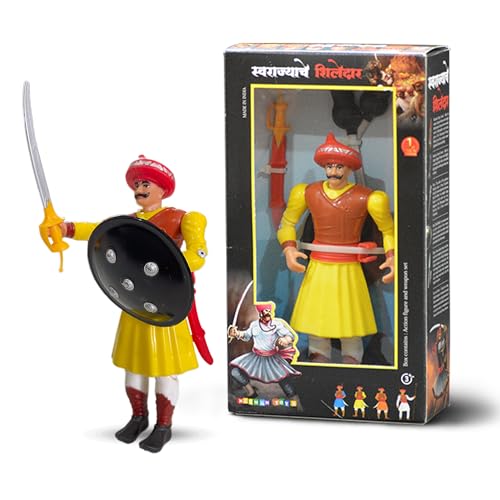 Image of Swarajyache Shiledar - The True Super Hero - 6 Inch Tall Action Figure with Accessories (Pant Pratinidhi, Yellow)