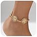 14K Gold Face Sun Anklet Bracelets for Women Trendy, Dainty Charm Adjustable Ankle Bracelet Chain, Fashion Vacation style Foot Jewelry, Anniversary Birthday Valentine's Day Gifts.
