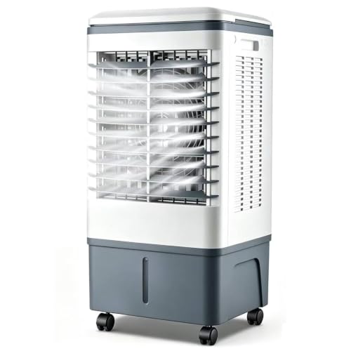 Climatizador Evaporativo Industrial Aire Acondicionado Portátil con Depósito 50L 3 Velocidades Fácil Uso Ruedas Multidireccionales Oscilación Ajustable Robusto Ventilador de Enfriamiento para Oficina