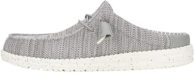 HEYDUDE Men's Wally Slip Stretch Canvas Mule – Granite Grey Slip-On Casual Shoe, Size 11