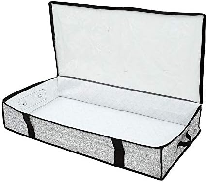 2 Pcs 90L Underbed Storage Bags with Zips Large Under Bed Storage Organiser Boxes Containers Clear Window Bags Thick Foldable Breathable for Clothes Bedding Comforter Quilt Blankets (Bags Only)