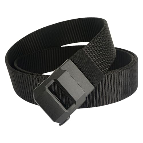 Ratchet Belts - 47.24x1.97 Inch Adjustable Leather Style Belt for Formal Wear, Casual Outfits with Stretch Function, Waist Accessories for Men, Suit, Pants, Jeans, Golf Hiking, Nylon Black