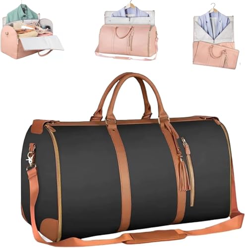 Lucshy Travel Bag, Travel Her Foldable Clothing Bag, Tashlo Travel Bag, Tashlo Carry Garment Bag Large Capacity Suit Travel Garment Bag,Hanging Suit Bag for Women Travel((black)