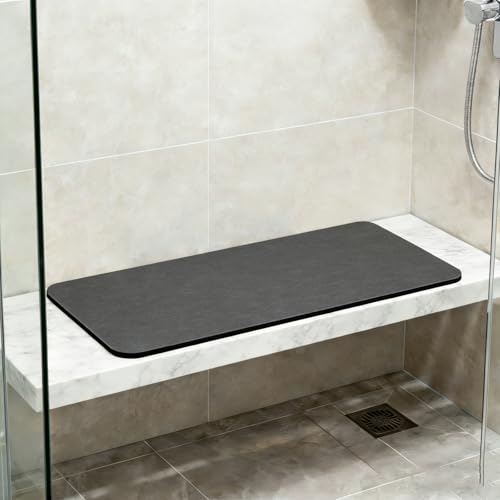 BANEBOR Shower Bench & Step Mat - Non-Slip Bathtub Rug for Shower Seat Stool and Tub Floor - Quick-Dry Cut-to-fit Pad for Bathroom Stairs (Gray 39x12)
