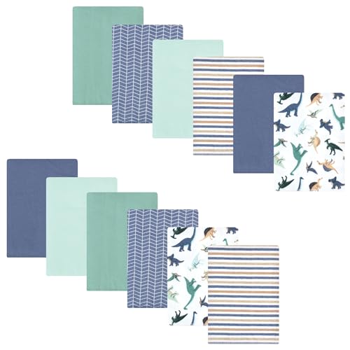 Image of Luvable Friends Hudson Baby Flannel Burp Cloths 12pk, Dino Pals